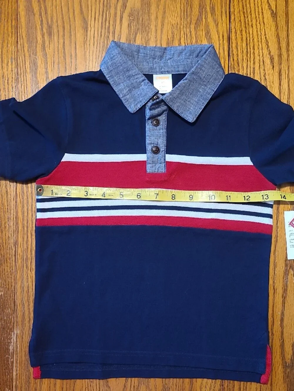 Gymboree NWT Navy Polo with Red, White and Chambray Collar - Size 4T